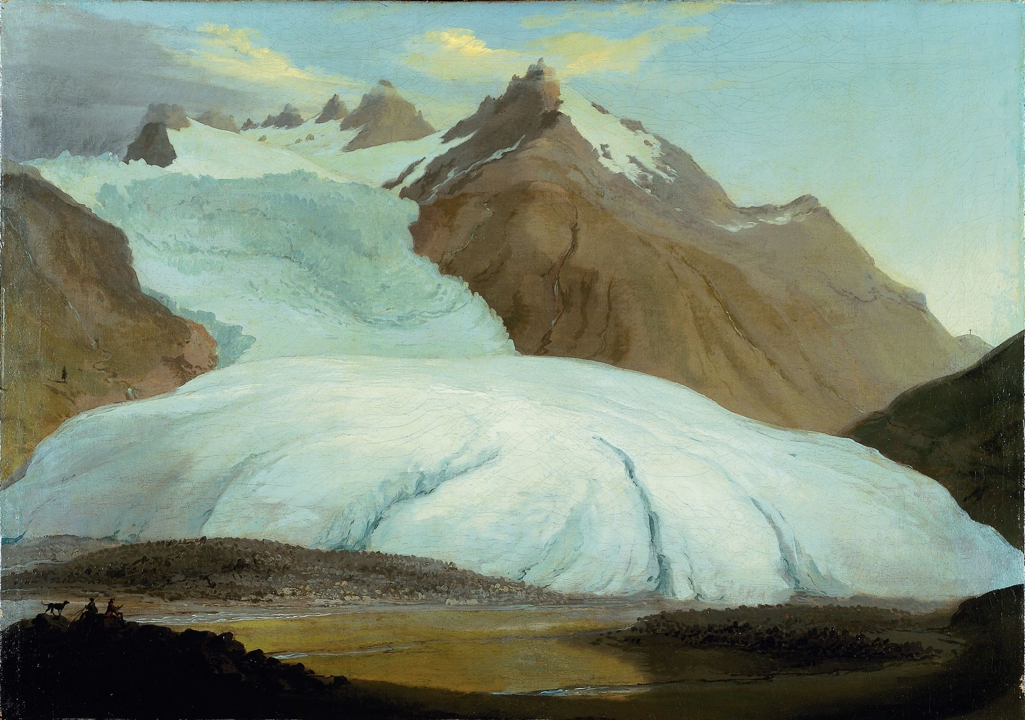 Immagine del dipinto Rhonegletscher von der Talsohle bei Gletsch gesehen, del pittore svizzero Caspar Wolf