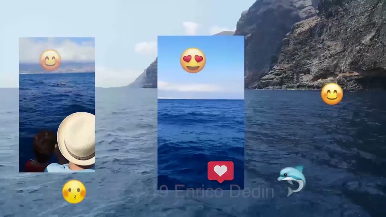 Paesaggio marino con emoji.