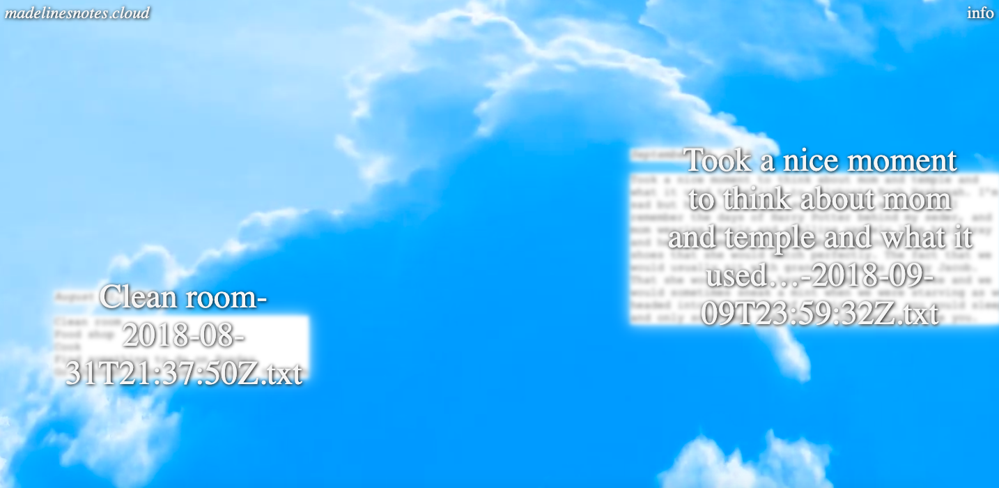 Scritte digitali su sfondo di nuvole azzurre.